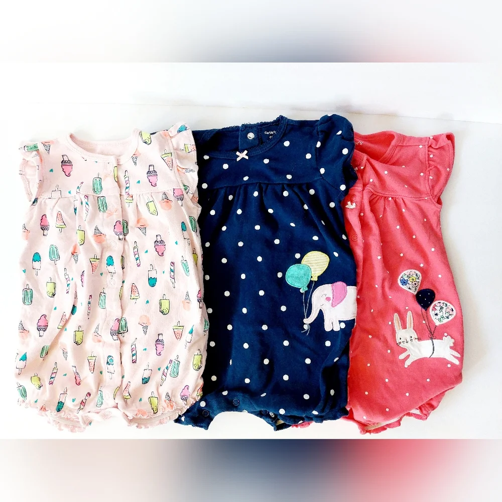 Set of 3 Polka Dot & Patterned Shortsuits size 18 months Carters‎ Ice Cream